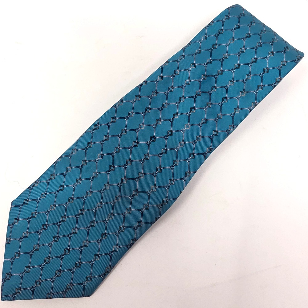 Brooks Brothers Tie OS Geometric Chain Link Silk Classic Teal Blue Mens